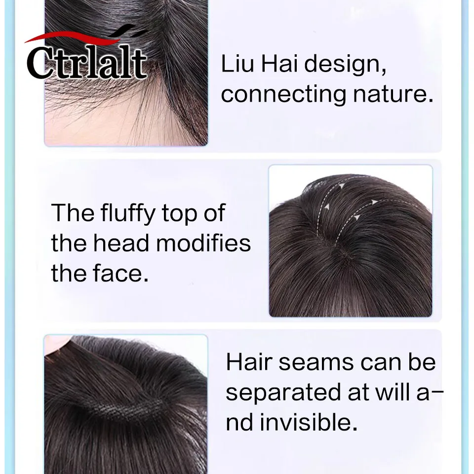 กลางตรง Topper Hairpiece สังเคราะห์ไฮไลท์สีเขียว Bangs ครอบคลุมผมสีขาวเพิ่มปริมาณผมปิด Hairpiec