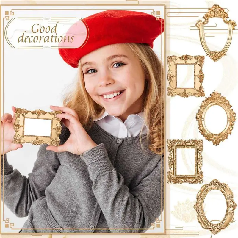A98E-10Pcs Vintage Resin Picture Frame Wall Hanging Photo Frame Table Top Jewelry Display Frame Holiday Party Hotel Decor