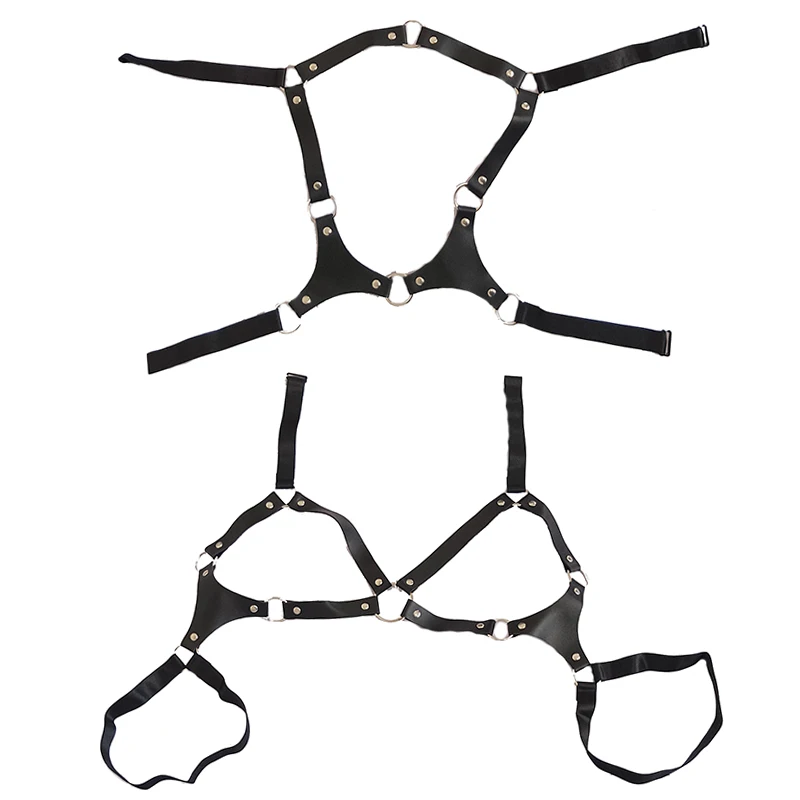 

Gothic Dark Women Leather Body Harness Lingerie Bondage Cage Bra Set Punk Alternative Cage Lingerie for Pole Dance Nightclub