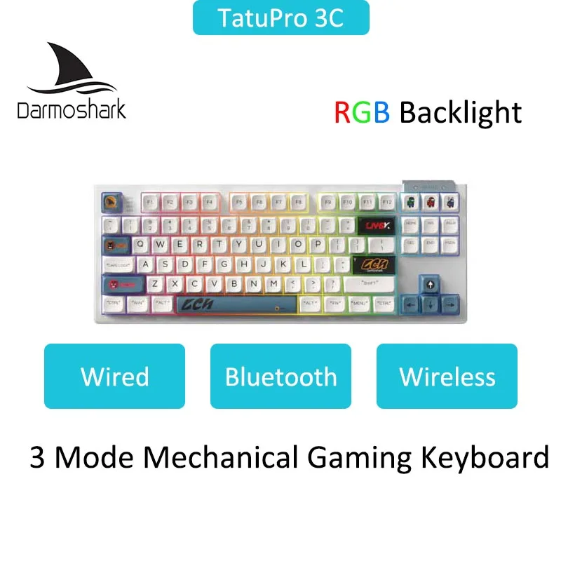 Darmoshark K6 Wired Bluetooth Wireless Mechanical Gaming Keyboard Hot Swap 87 Key RGB Backlight GATERON Switch ESports PC Laptop