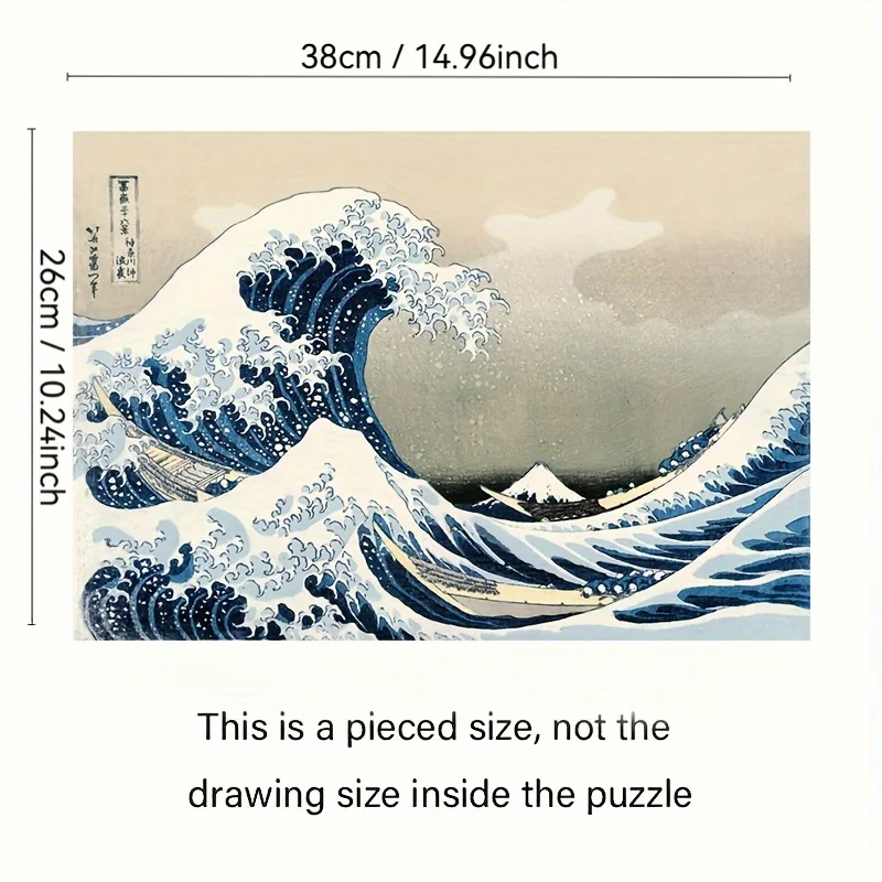Kanagawa Surfing 1000pcs Jigsaw Puzzle - Perfect for Adults & Family Relaxation, Ideal Holiday Gift, Mixed Colors, Portable De