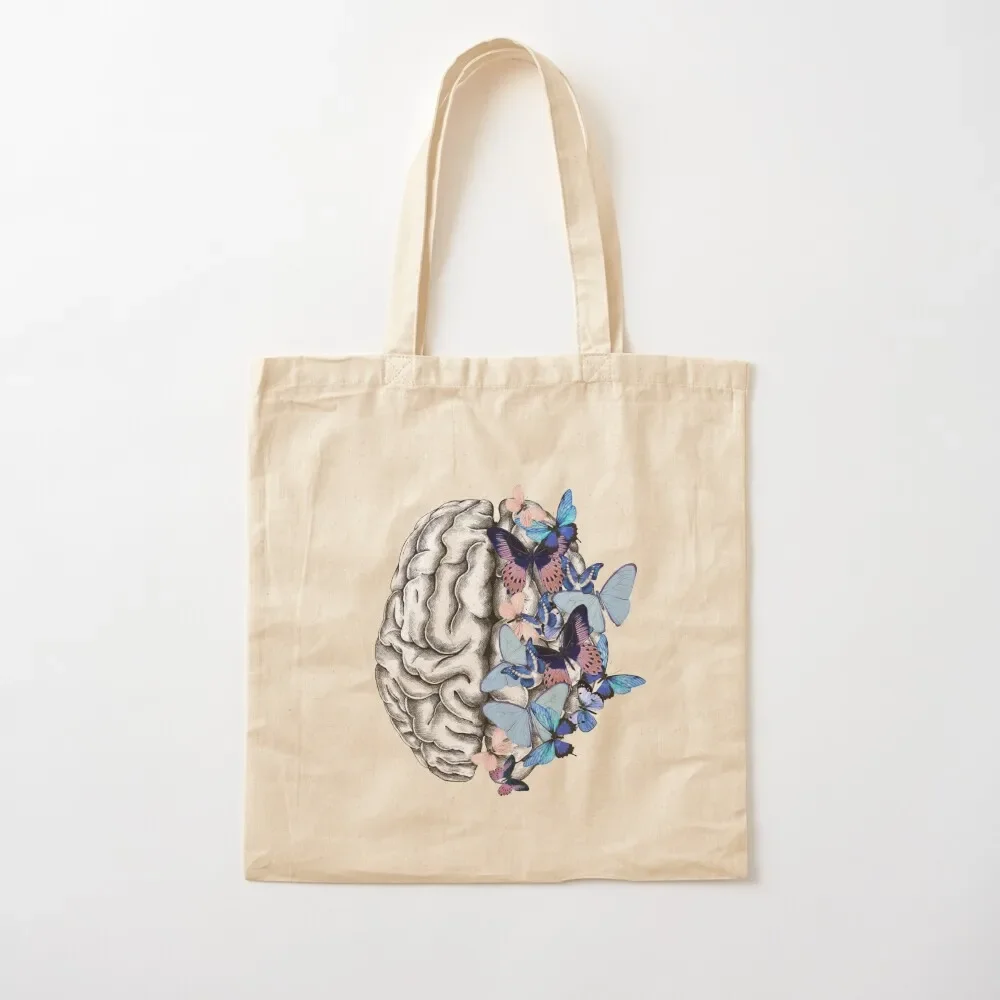 

Blue butterflies Mental health brain psychology Tote Bag bag for beach shopping bag logo Women's bags