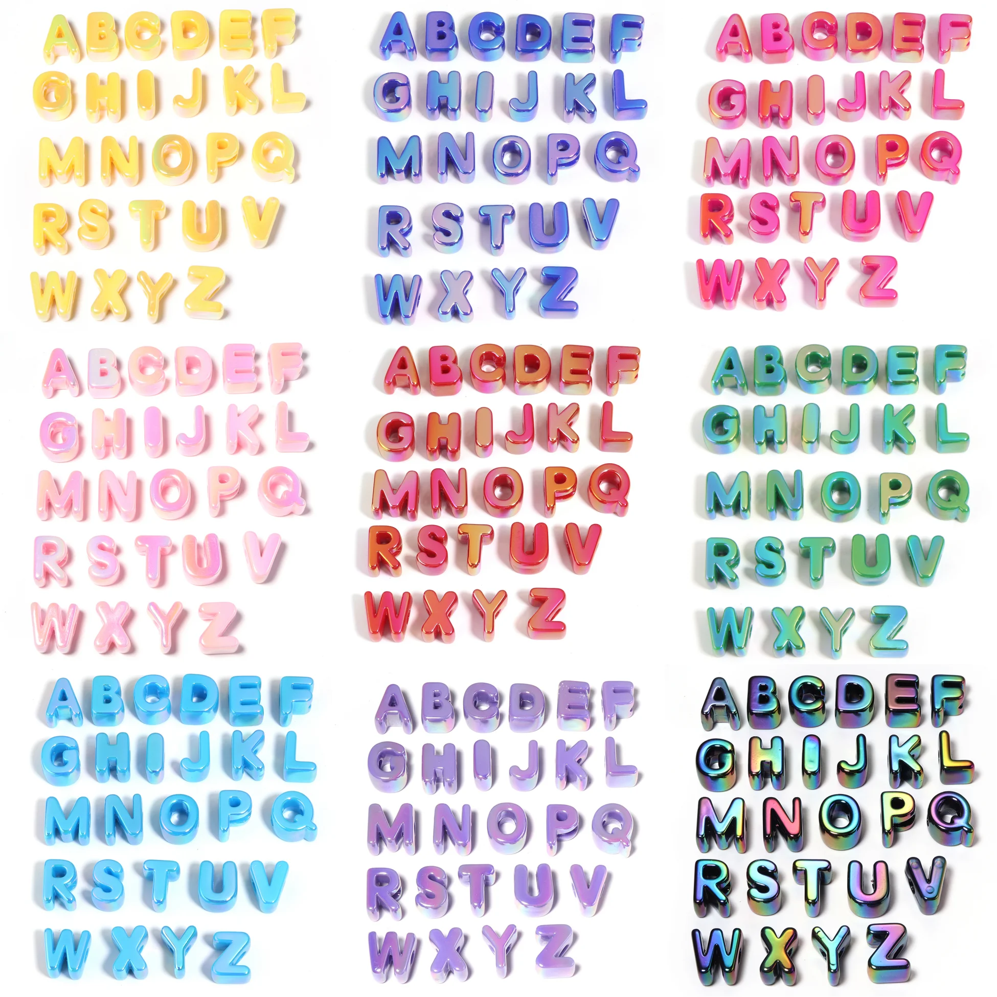 10/26Pcs AB Color Acrylic Alphabet Beads A to Z Letter Big Hole Loose Bead For DIY Jewelry Making Bracelet Keychain Accessories