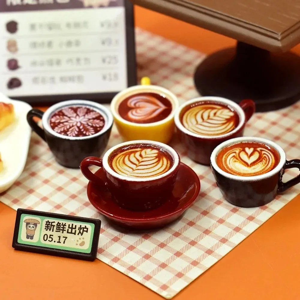 8Pcs/Set 1/12 Scale Mini Latte Coffee Mug Model Simulated Drink Cup DIY Dollhouse Kitchen Scene Decor Doll Accessories