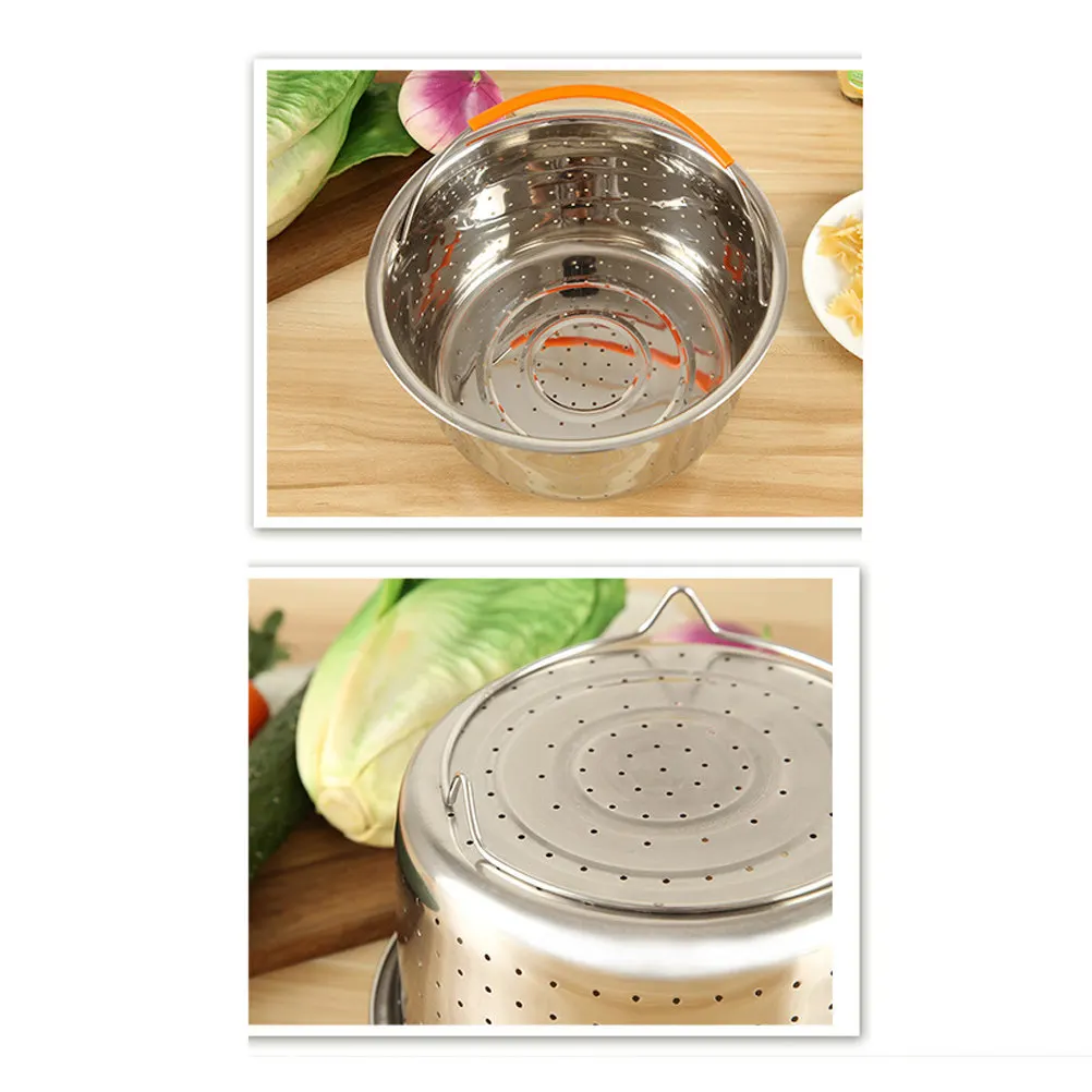 21.5x12.5cm Stainless Steel Steam Basket with Precision Drilled Holes Maximum Heat Circulation Great for Healthy Steamed Meals