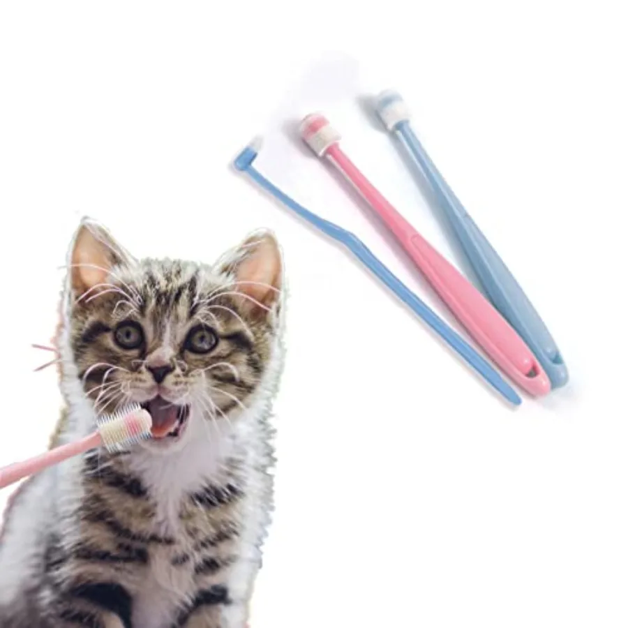 Curated Picks 3Pack Small Dog Toothbrush Cat Tooth Brush Brushing Kit pet Toothbrush Cat Dental Care, Deep Clean Acne Chin Trea