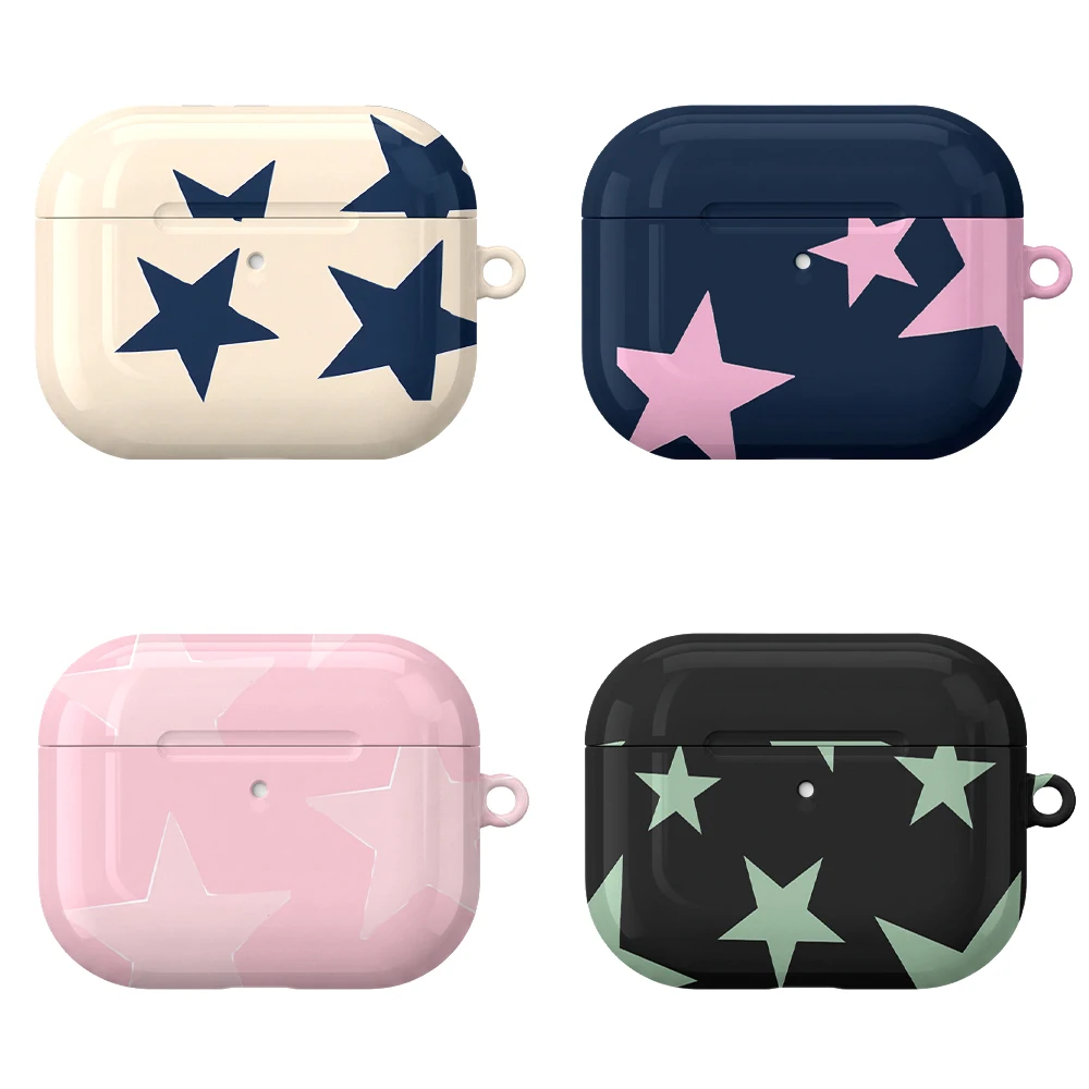 Retro Cute Aesthetic Star Case Suitable for AirPods4 Pro3 Pro Hard Glossy Protective Case,Holiday Gifts for Friends Family