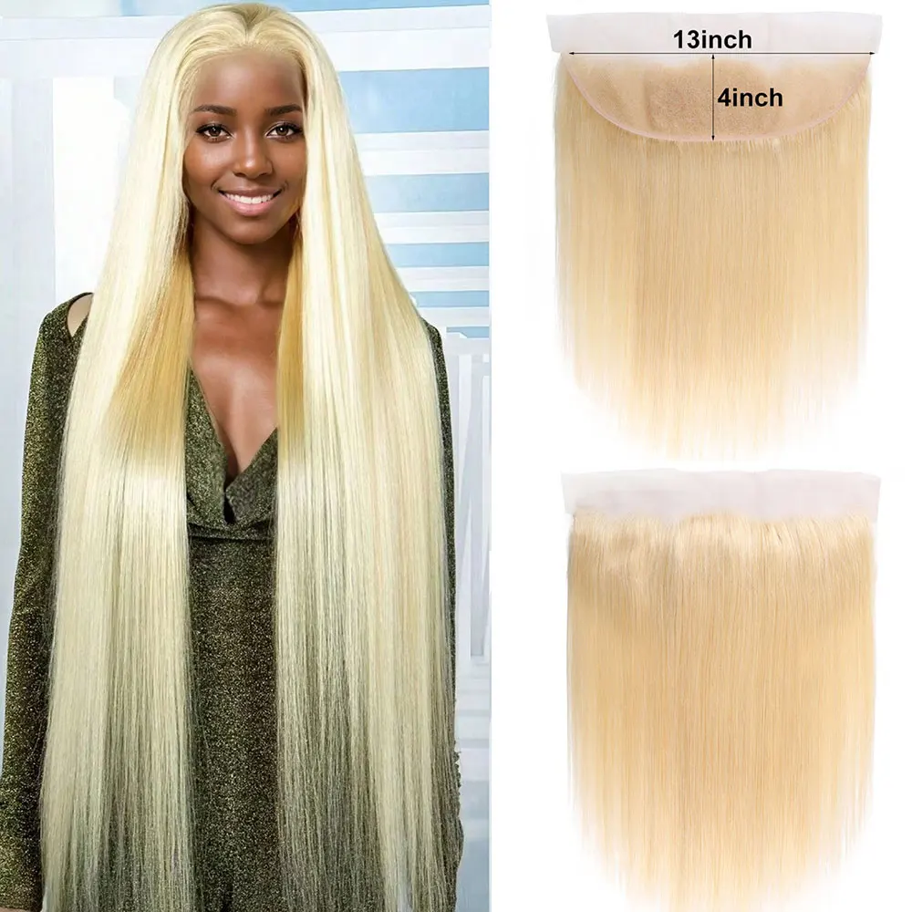 613 Lace Frontal Human Hair Blonde Human Hair 13x4 Lace Frontal 4x4 613 Closure Straight Hair Preplucked  Human Hair Extensions