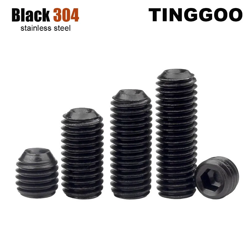 3/20pcs/lot M2.5 M3 M4 M5 M6 M8 M10 DIN916 Black Stainless Steel Hex Hexagon Socket Allen Cup Point Set Screw Grub Headless Bolt