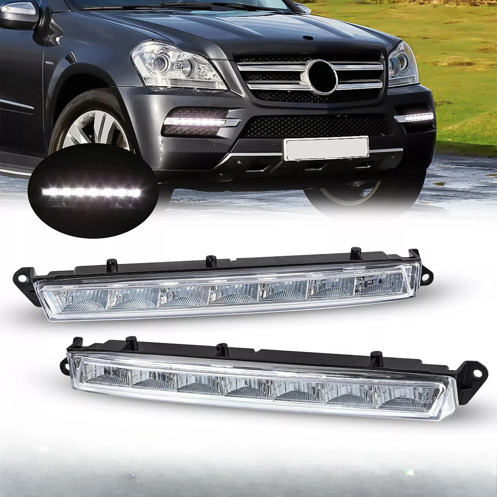 

1649060351Лвавый/правый передний светодиодный дневной ходовой противотуманный фонарь для Mercedes Benz X164 GL320 GL350 GL450 GL550 ML63 AMG X166 07-13