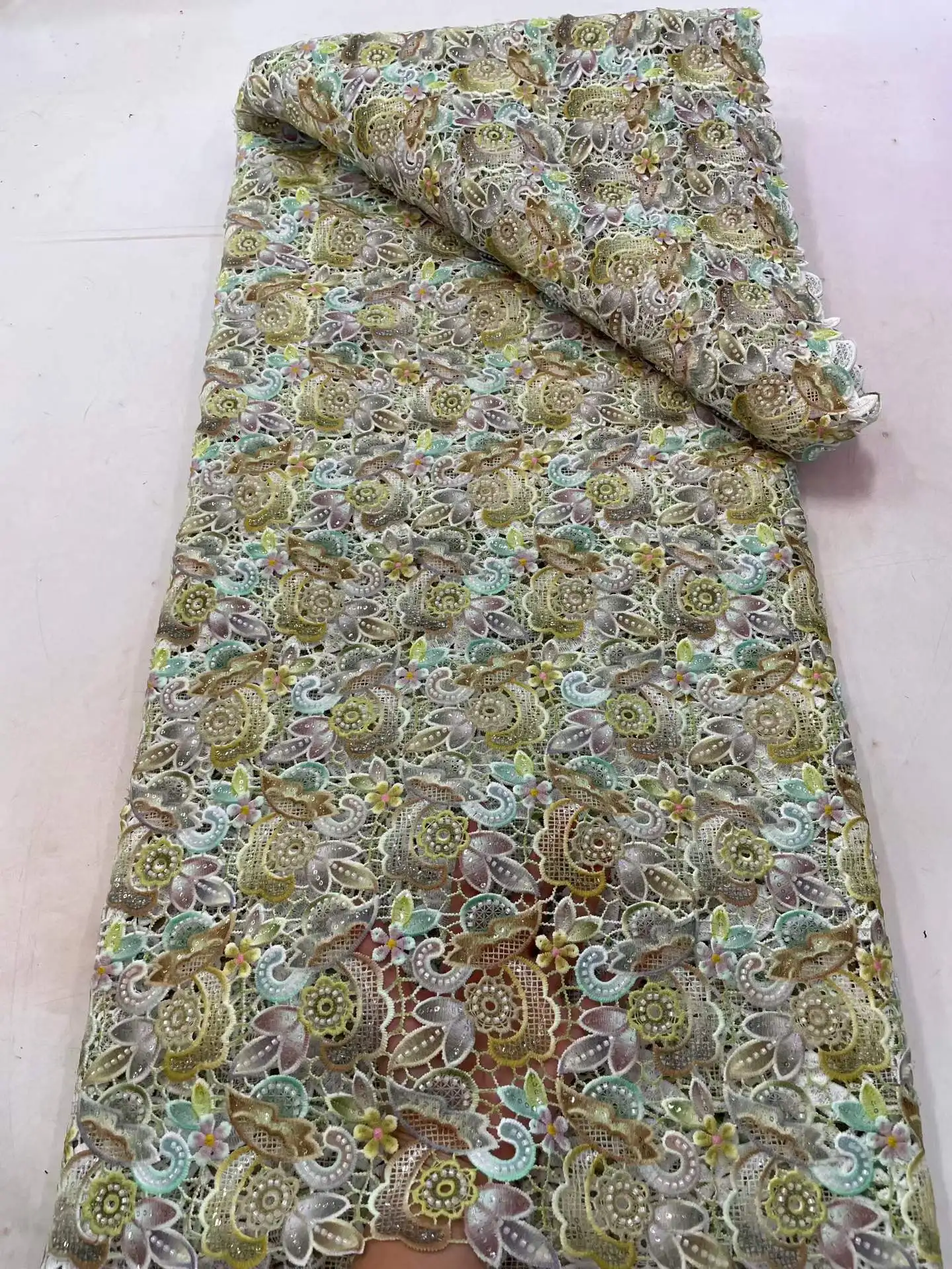African Guipure Cord Lace Fabr - Wedding Dress 评论和价格