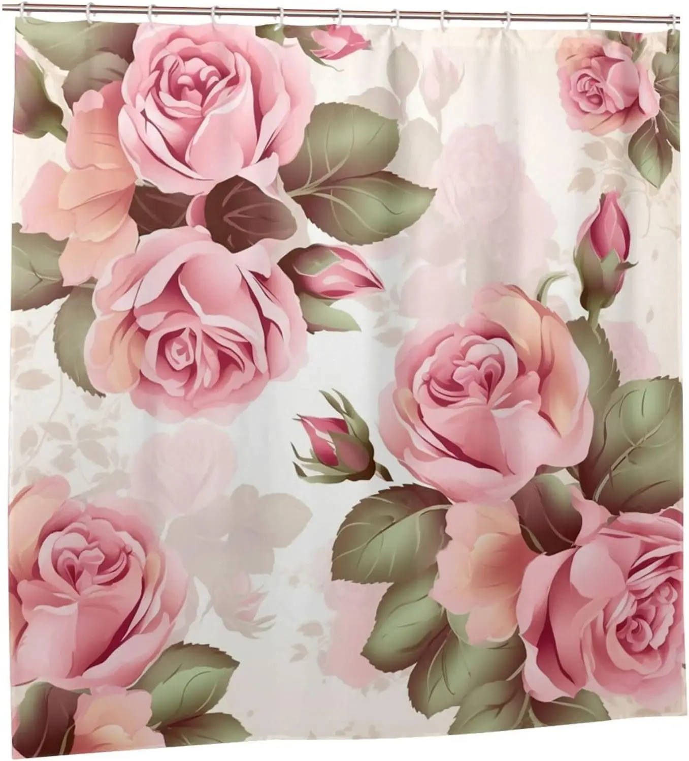 

Наборы занавесок для душа с цветочным принтом розы и 12 крючками, водонепроницаемая занавеска для ванны, сверхмощные толстые занавески для ванны, моющаяся ткань, фермерский дом