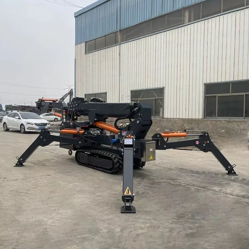 Customized Diesel Electric 3Ton Spider Crane Remote Load Indicator Spider Crane With Fly Jib Man Basket Attachmenrt
