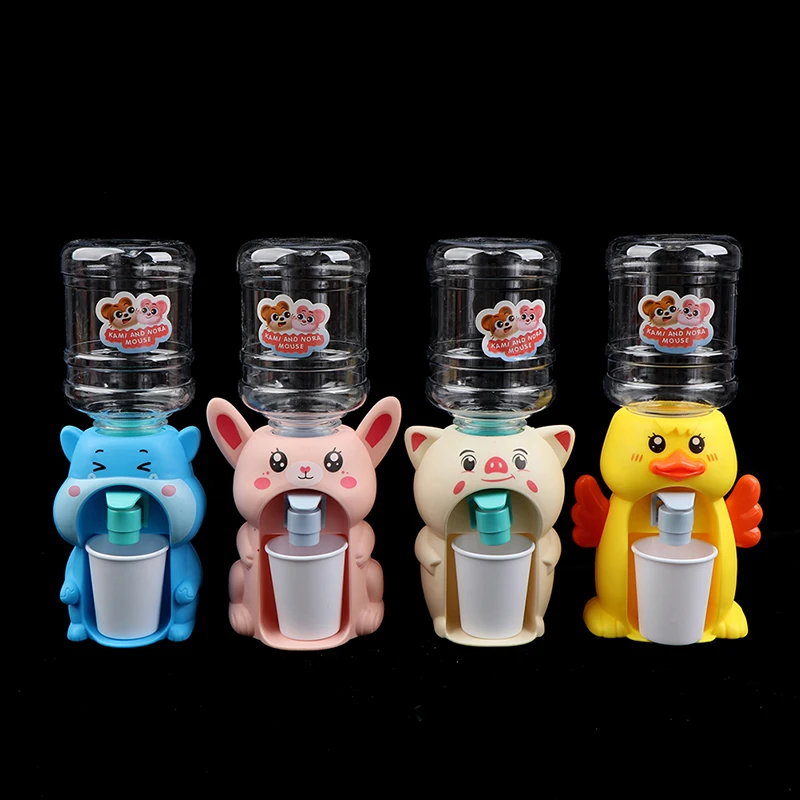 1PC Mini Water Dispenser Children Kids Gift Cute Cold/Warm Water Juice Milk Drinking Fountain Simulation Cartoon Pig Kitchen Toy