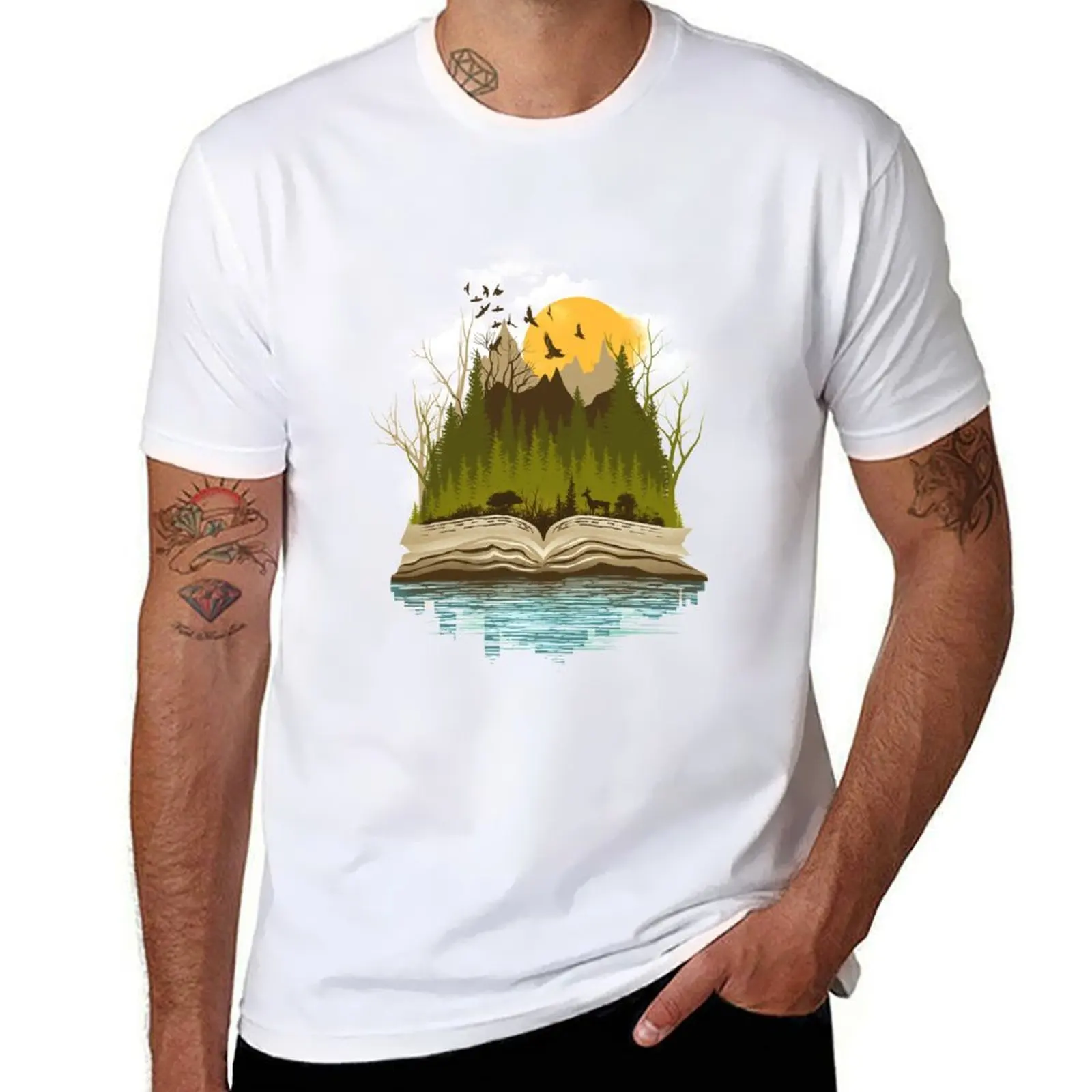 

Nature's Reflection T-Shirt man t shirt cotton t shirt men 100% cotton luxury brand