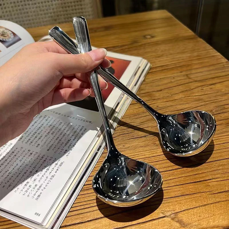 5.7*20.5cm Stainless Steel Spoon Thicken Long Handle Soup Spoons For Hot Pot Scoops Home Kitchen Tableware Cooking Utensils