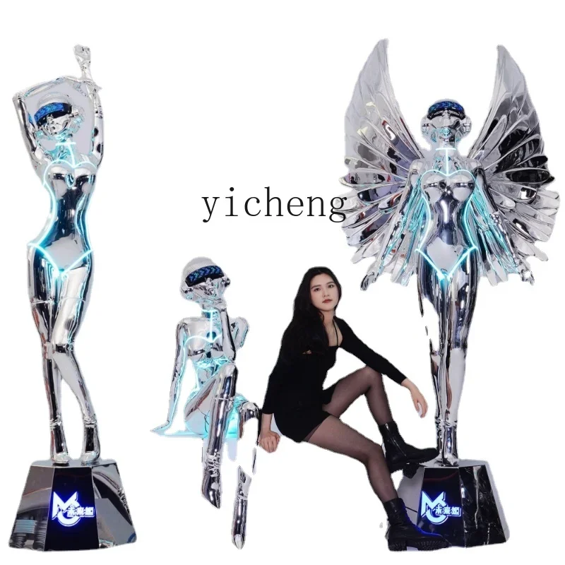 ZK Sculpture Kongshan Base Goddess Mechanical Ji Fa Guang Character Floor Ornaments Bar Cinema Fashion Shop Decoration