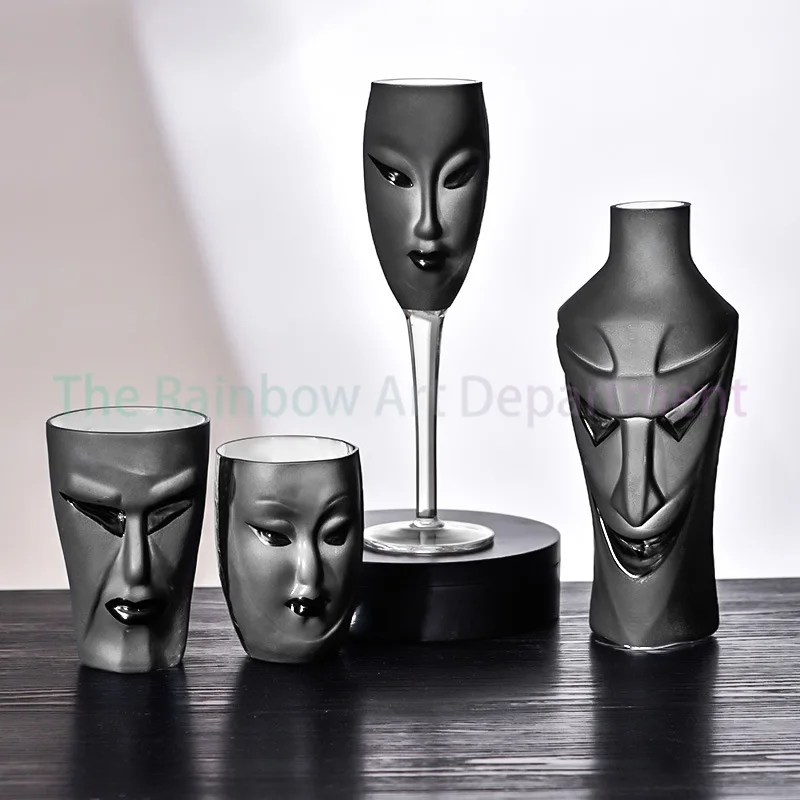 Nordic style creative abstract art face glass water glass face Champagne beer juice drink glass