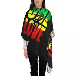 One Love Jamaica Reggae Tassel Scarf Women Soft Shawl Wrap Ladies Winter Fall Scarves