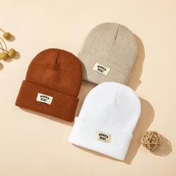 3pcs/set Hot sales Autumn and Winter Warm 0-24 Month Kids Cap With Letter Boy Girls Soft Knitted Hat Children Head Accessories