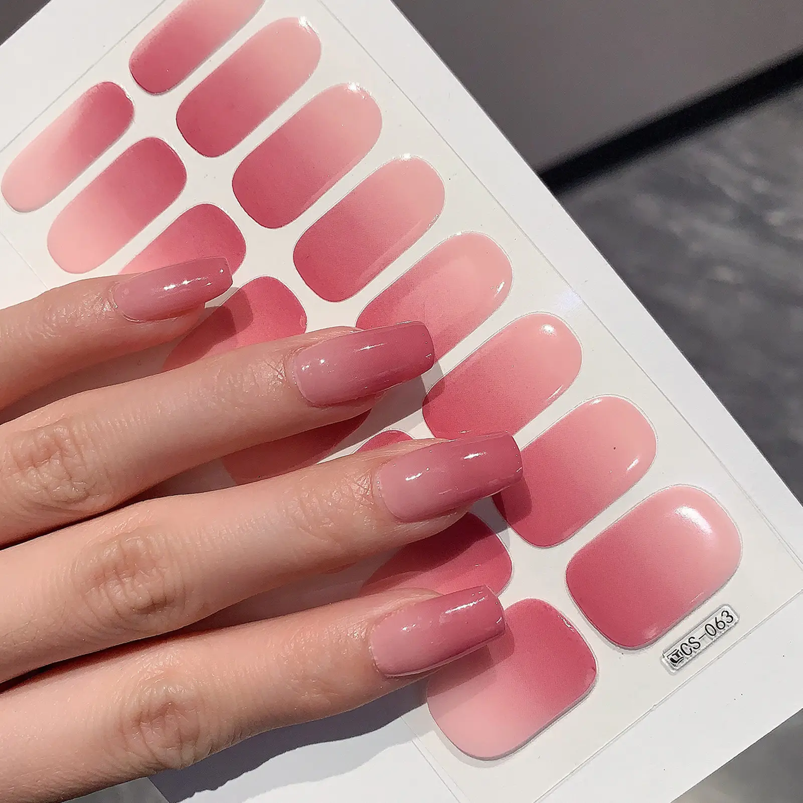 1 ورقة شبه علاج التفاف التدرج مسمار ملصق متعدد الألوان الصلبة هلام غطاء كامل المنزلق لا حاجة مصباح الأشعة فوق البنفسجية علاج سريع هلام مسمار صائق #2