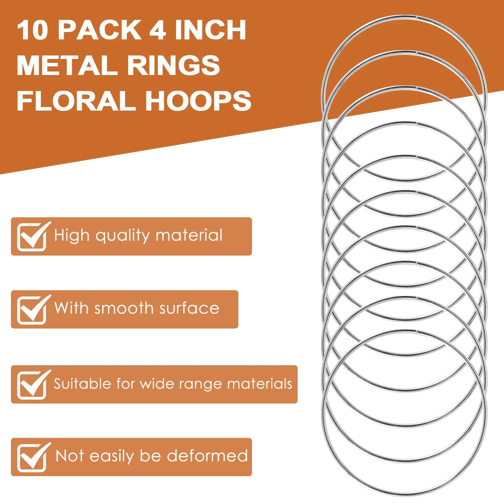 10 Pack 4 Inch Silver Dream Catcher Metal Rings Floral Hoops Wreath Macrame Creations Ring for Crafts DIY Rare