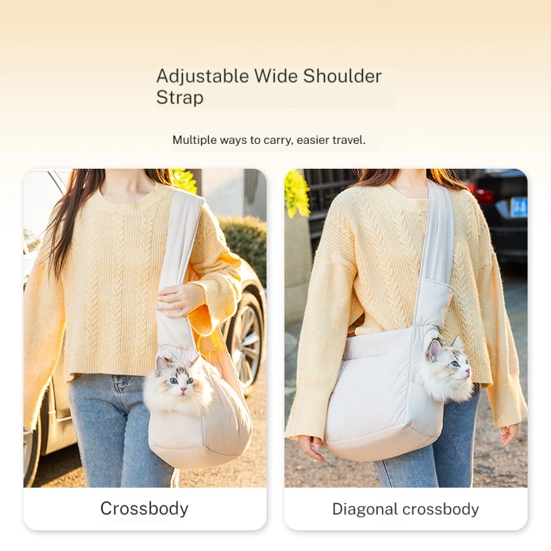 

Autumn and Winter Pet Cat Bag Warm Quilting Cotton Large Capacity Portable Going Out Single Shoulder Oblique Span Bag
