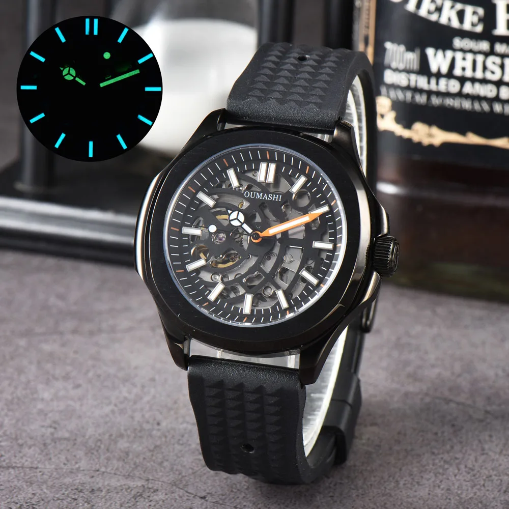 40mm NH35/NH70 relógio automático esportivo masculino com pulseira de borracha de movimento japonês genuíno NH35/NH70 5167A-001 pode personalizar o logotipo