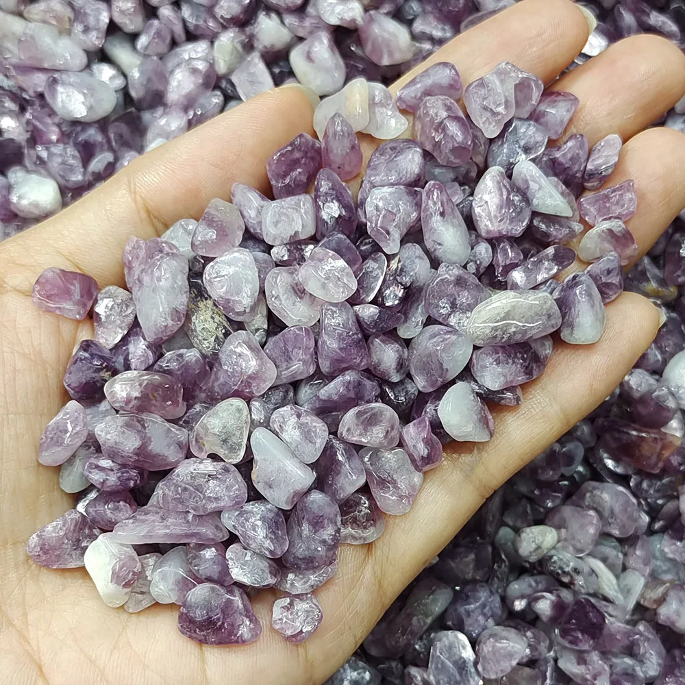 

Natural Stone Lilac Lepidolite Gravel Crystal Chips Healing Gemstone Mineral Specimen Aquarium Tank Garden Home Decor DIY Crafts
