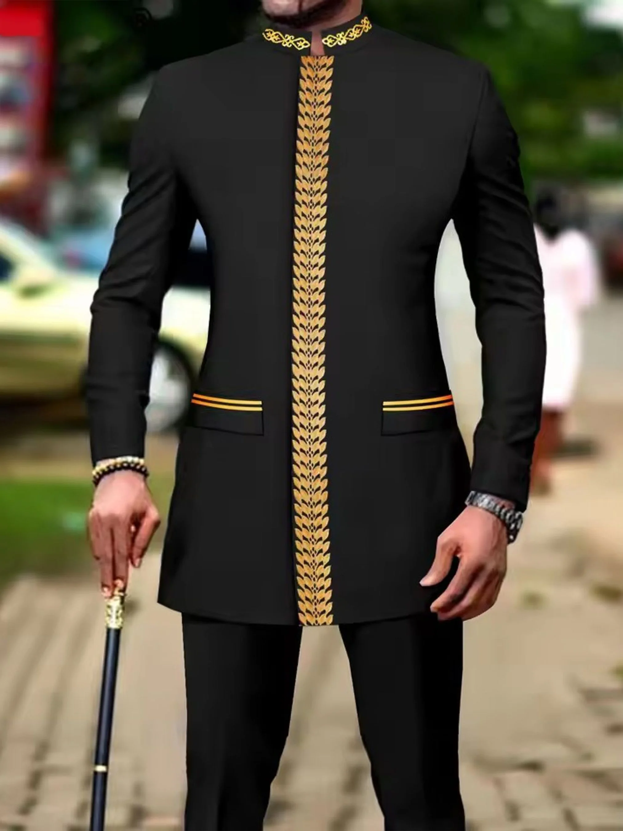 

Men's casual two-piece suit set with long sleeves