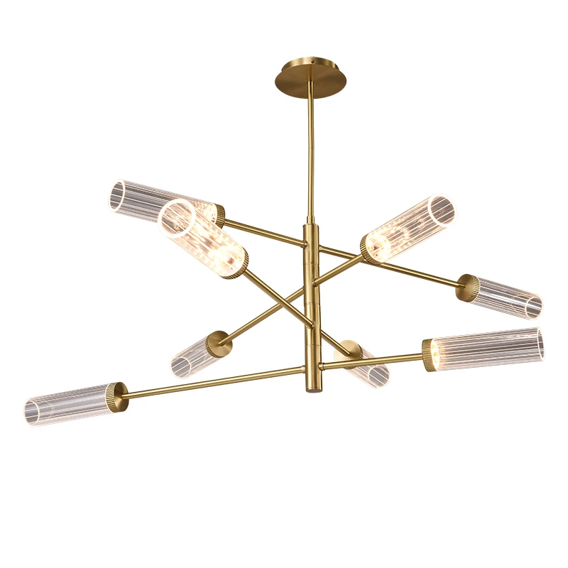 

Copper Chandelier Living Room Bedroom Dining Room Hanging Lights Decor Indoor Villa Restaurant Hotel Lamp Acrylic Lampshade