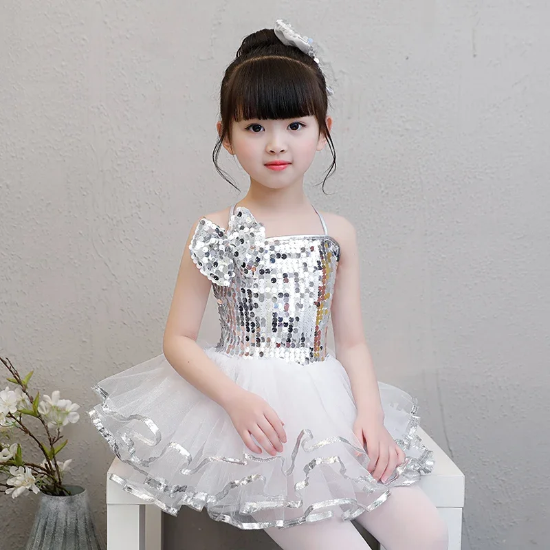무대 현대 무용 공연 의상, 스팽글 공주 치마, 푹신한 치마, 여아 유치원 귀여운 댄스 공연 코스튬
