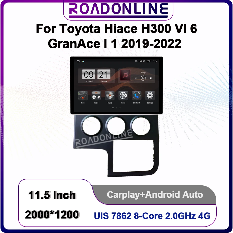 

12.9Inch Car Radio For Toyota Hiace H300 VI 6 GranAce I 1 2019-2022 1920*1200 Stereo Auto Multimedia Video Player Navigation GPS