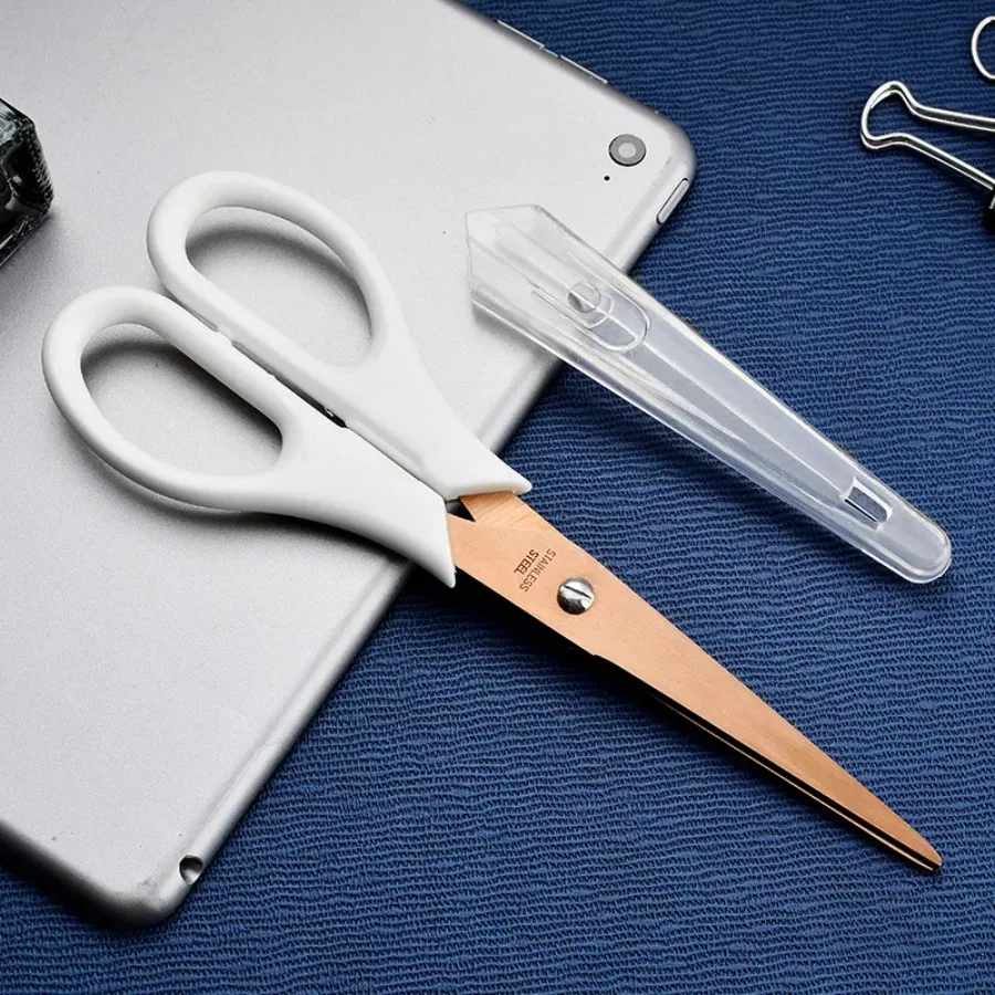 

Anti-Stick Anti-Rust Scissors EDC Home Craft Diy Safety Cover Student Scissor Stainless Steel School Supplies Office Stationery