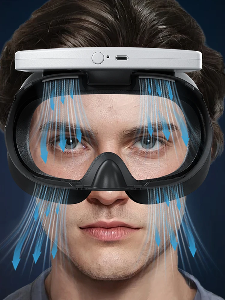 VR مروحة التبريد دوران الهواء تنفس مروحة التبريد غطاء الوجه 3 سرعات مع وسادة الوجه PU لملحقات ميتا كويست 3