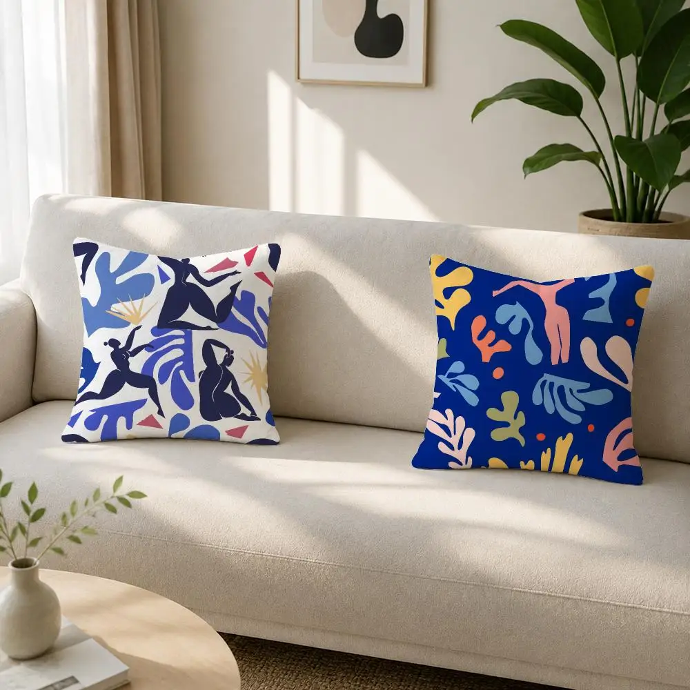 Colorful Modernist Collage Design Matisse Cut-Outs Pattern Soft Plushs Fluffy Throw Pillow Cases for Sofa Bedroom Home Decor