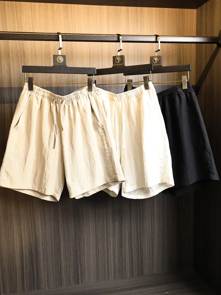 

Casual Lenzing Blend Short Pants Men's Summer Straight Leg Elastic Waist Breathable Comfortable Cool Feeling Fashionable