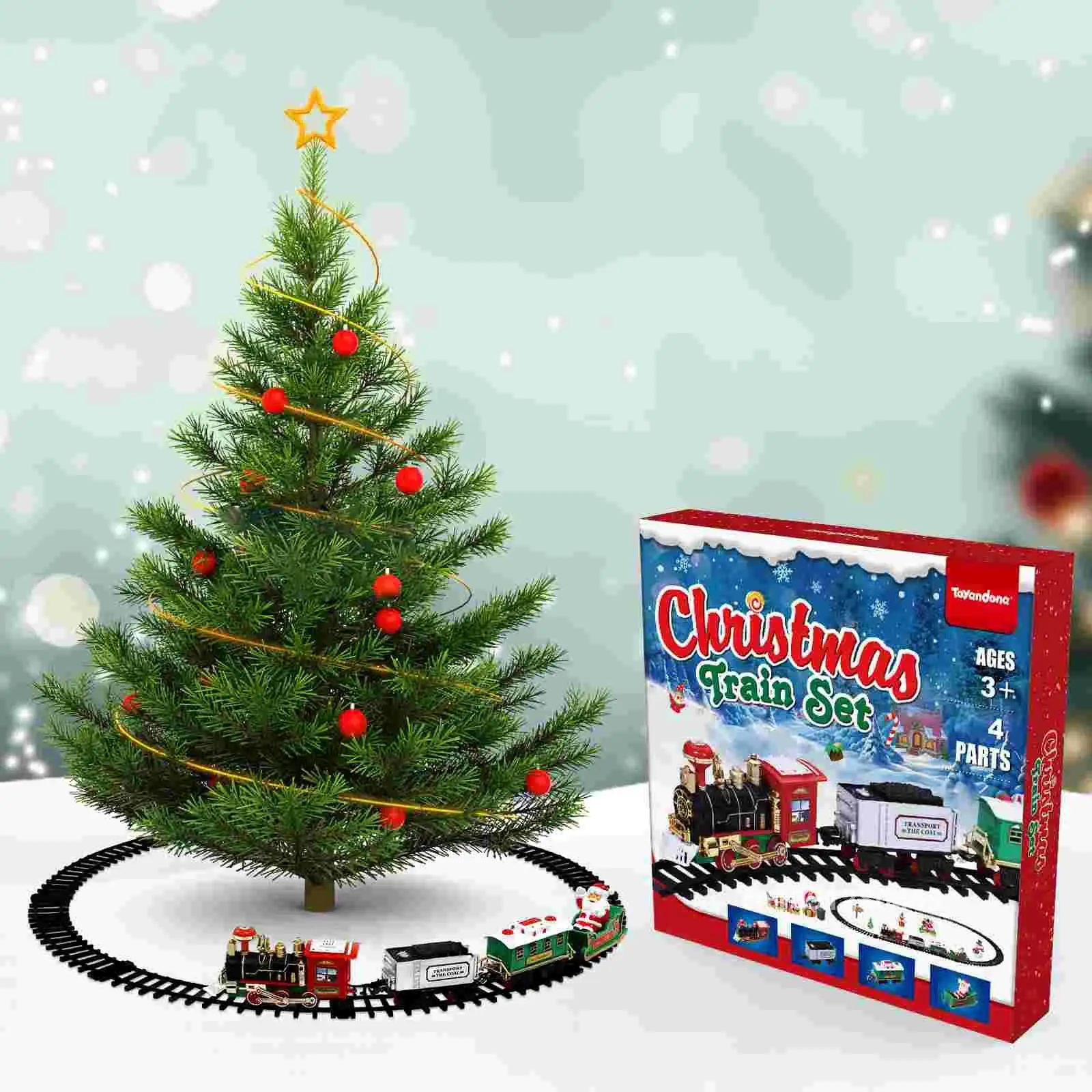 Model Train Toy Christmas Trains for Around Tree Car Track Kit Kids Locomotive Set