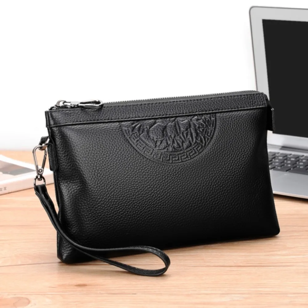 Real leather men's large capacity wallet for iPad, convenient for business use, high-end, waterproof, hand-held bag