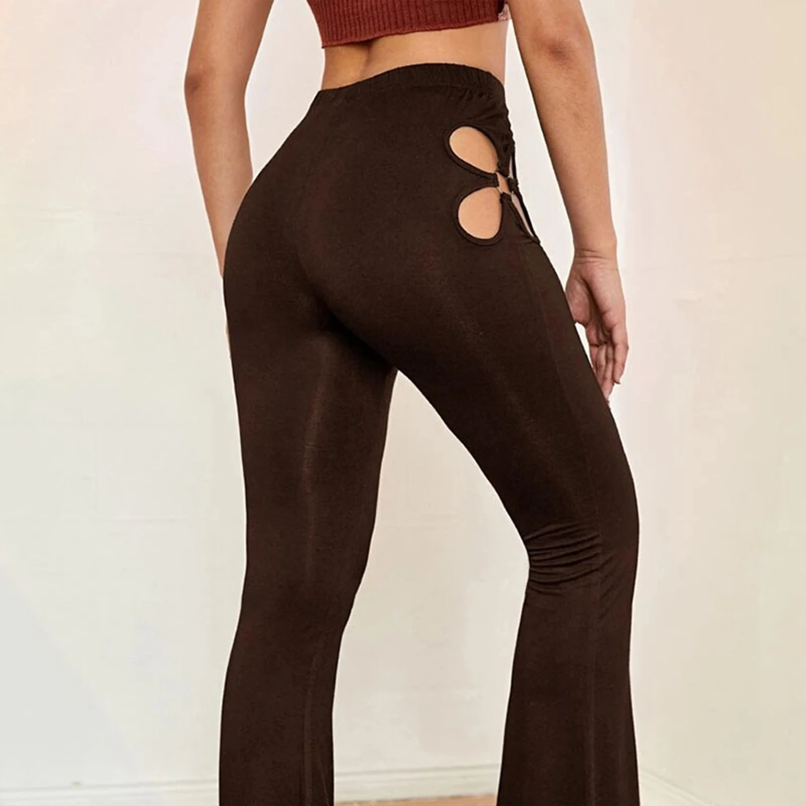 Pantaloni alla moda stile Y2K per le donne pantaloni a zampa di elefante in maglia a coste Streetwear regalo squisito per il compleanno delle signore