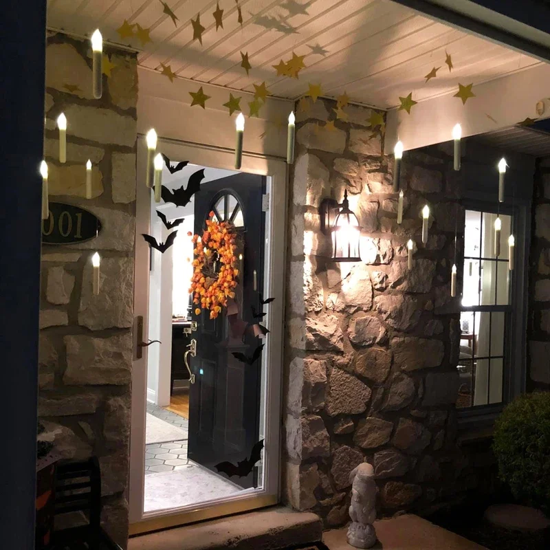 6 Stuks Vliegende Op Afstand Bestuurbare Gloeiende Led Kaarsen Opknoping Drijvend Geschikt Voor Halloween Kerstfeest Decoratie