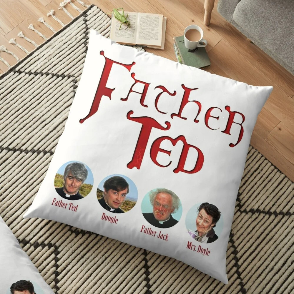 Father Ted Cast Print Pillow Cover Sofa Cushion Cover Living Room Bedroom Decor Polyester Pillow Case