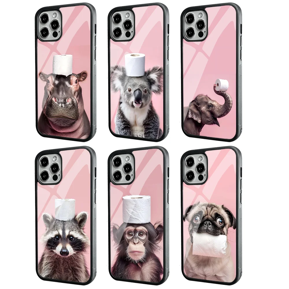 

Cute Animals Toilet Paper Living Room Phone Case Strong Magnetic For IPhone 16 15 14 13 Pro Max 11 12 Mini Alex Mirror For Magsa