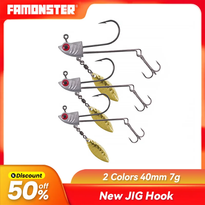 

Famonster Fishing Lure Bait 7g 9g15g Lead hook Baitholder Hook Holder Tying Crank Set Saltwater Needle Fishhook Pike Bass Winter