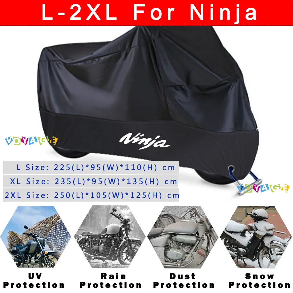 

For KAWASAKI Ninja 400 650 300 250 ZX H2 Z900 250R 4R 5R Rain Cover Waterproof Dustproof Outdoor Motorcycle Cover Accessories