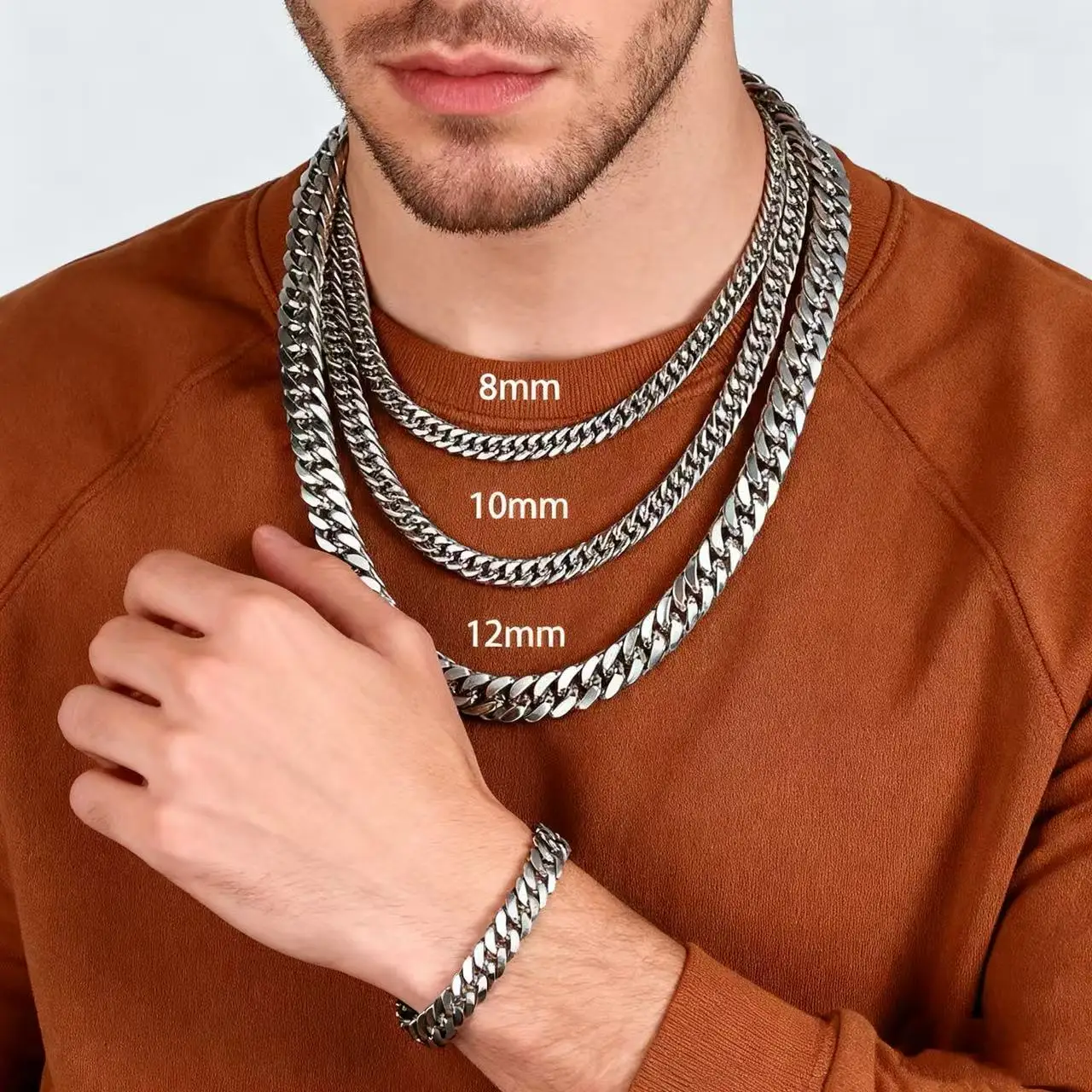 

Stainless Steel Cuban Link Thick Chain Necklace For Men Punk Jewelry Accessories Male 8/10/12/14MM Wide