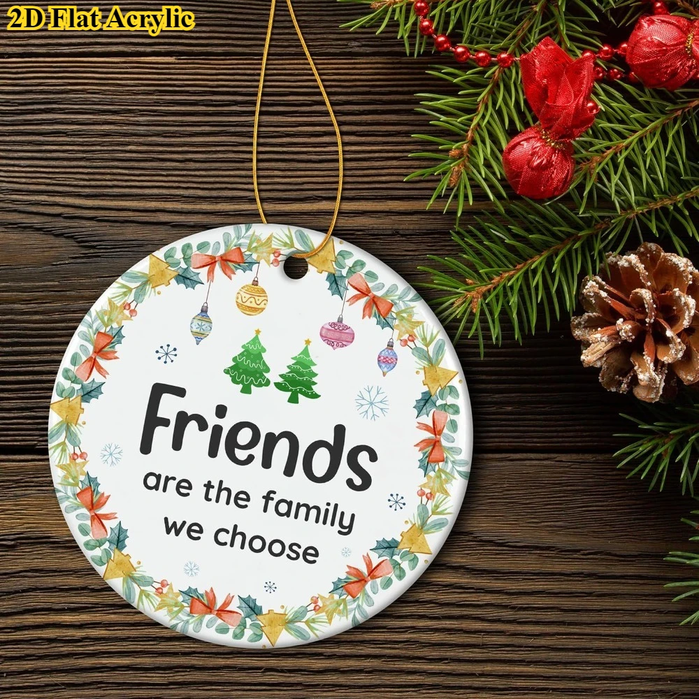 أكريليك مستدير ثنائي الأبعاد، زينة عيد الميلاد للأصدقاء، زينة عيد الميلاد للأصدقاء الإناث، هدية عيد الميلاد للأصدقاء الإناث