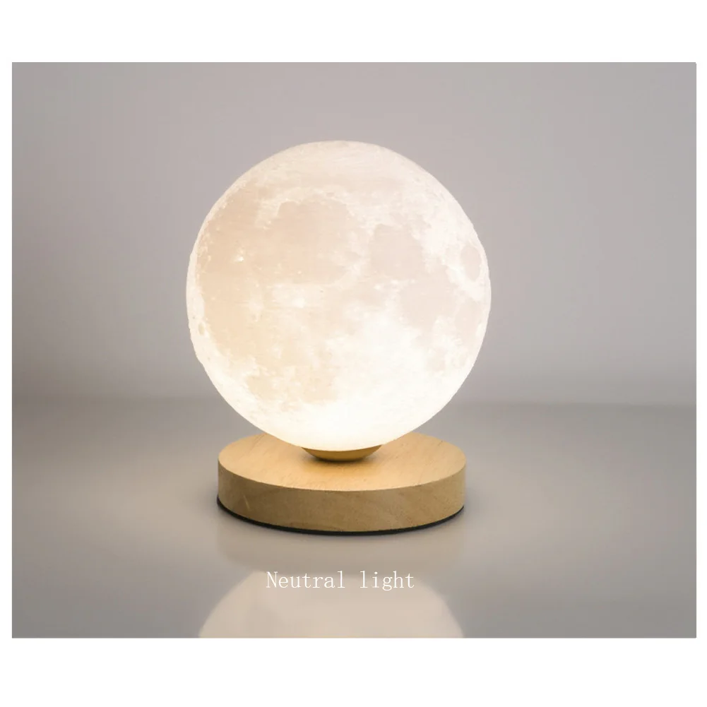 

Moon Lamp USB Rechargeable LED Bedside Table Lamp 3 Lighting Modes 3D Print Moon Light With Base Modern Dimmable Night Lamp