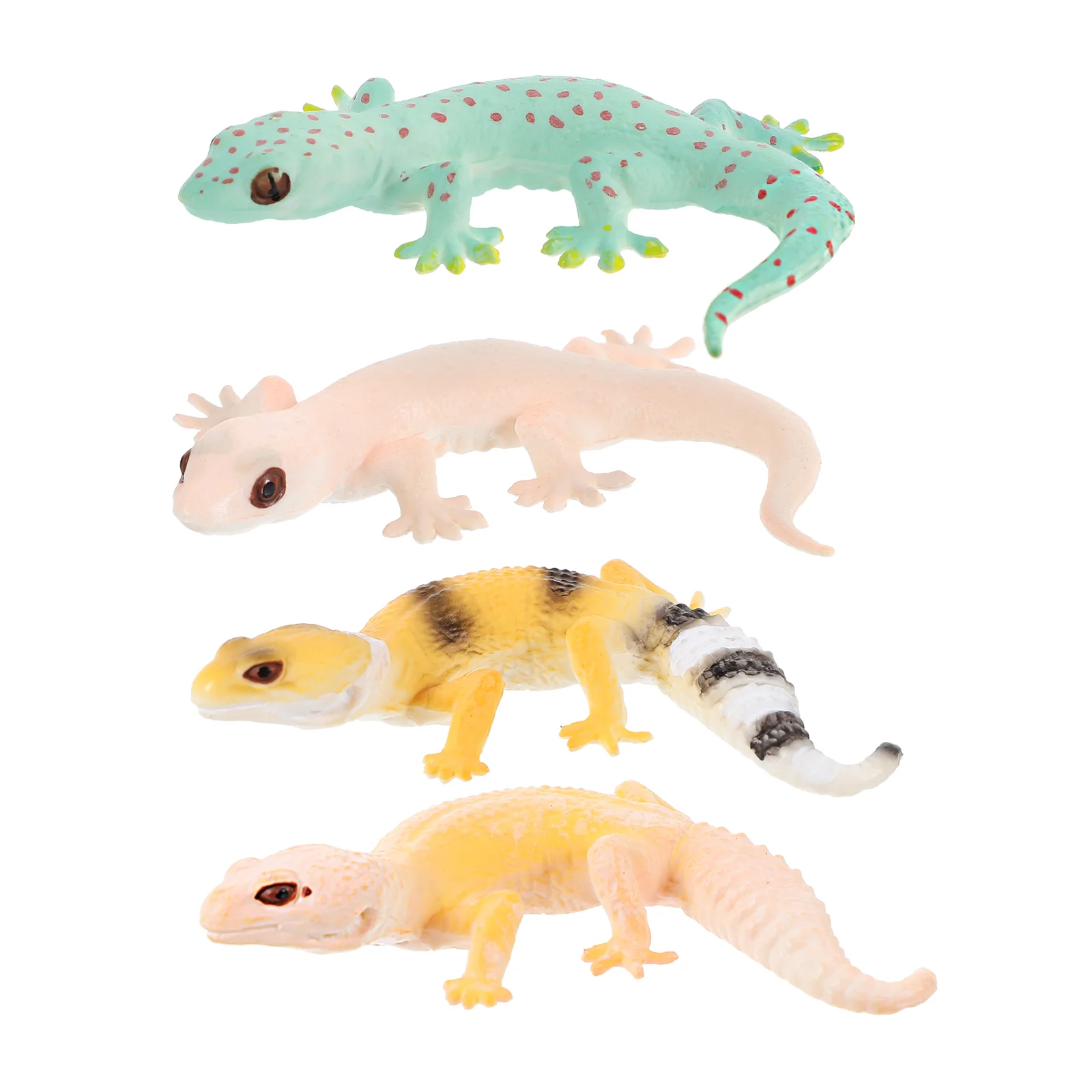 4pcs Mini Gecko Figures Realistic Reptile Gecko Figurines Educational Prop Cognitive Gecko Models Simulation Gecko Figurine