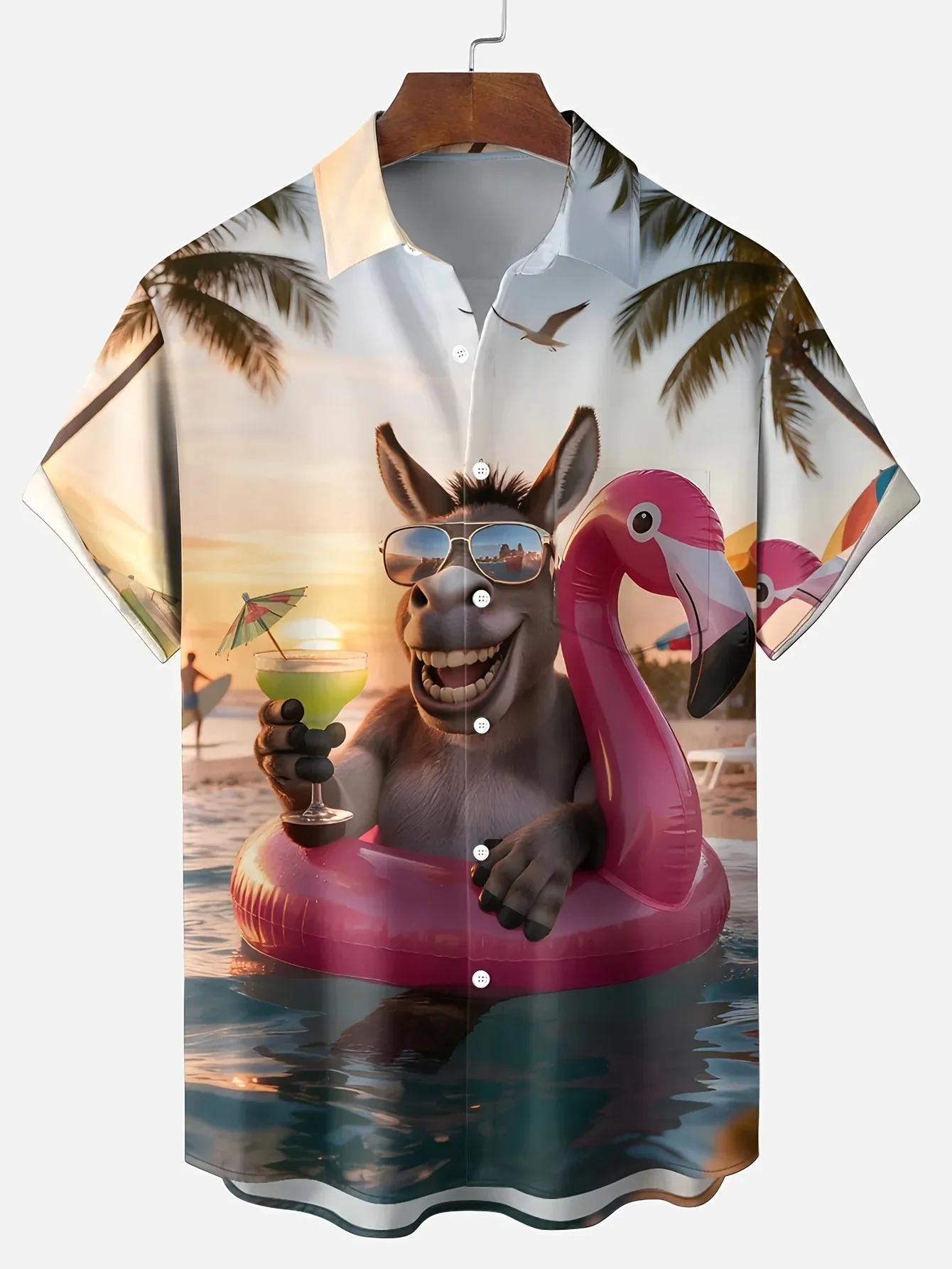 

Men's Fashion Summer Hawaiian ShirtMan Women Short Sleeve Casual Print Lightweight Breathable Beach Tops